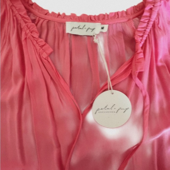 NEW Petal and Pup rayon tiered V-neck dress medium flowing boho pockets NWT pink - Picture 4 of 10